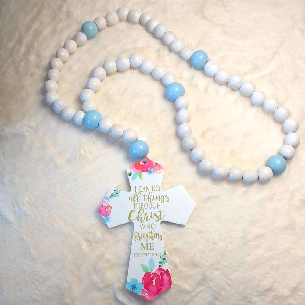 Handmade Wooden Rosary Garland.